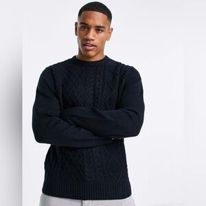 Ben Sherman Navy Cable Knit Wool Blend Sweater Men’s Small NWT